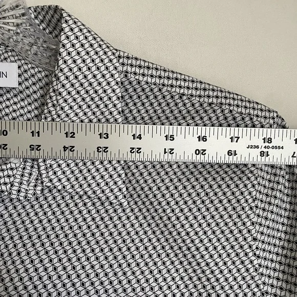Calvin Klein Men's Dress Shirt L Button Up Geometric Long Sleeve Office Preppy - Picture 5 of 8